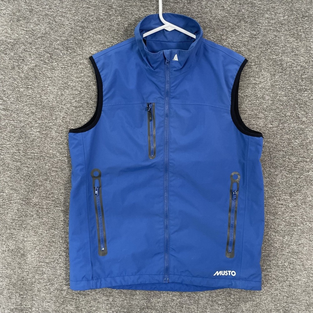 Musto BR1 Vest Mens Medium Blue Softshell Full Zip Water Resistant Outdoor